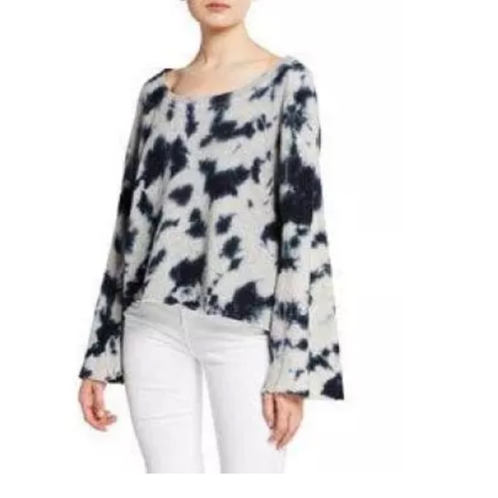 Splendid Tie-Dye Flare Sleeve Cotton Pullover Sweater